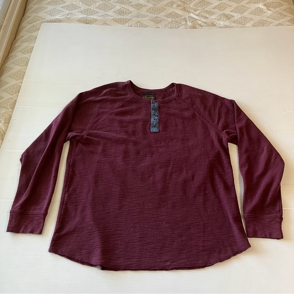 Lucky Brand Lived In Henley Thermal Waffle Long Sleeve Shirt Maroon Size XXL - Picture 5 of 10